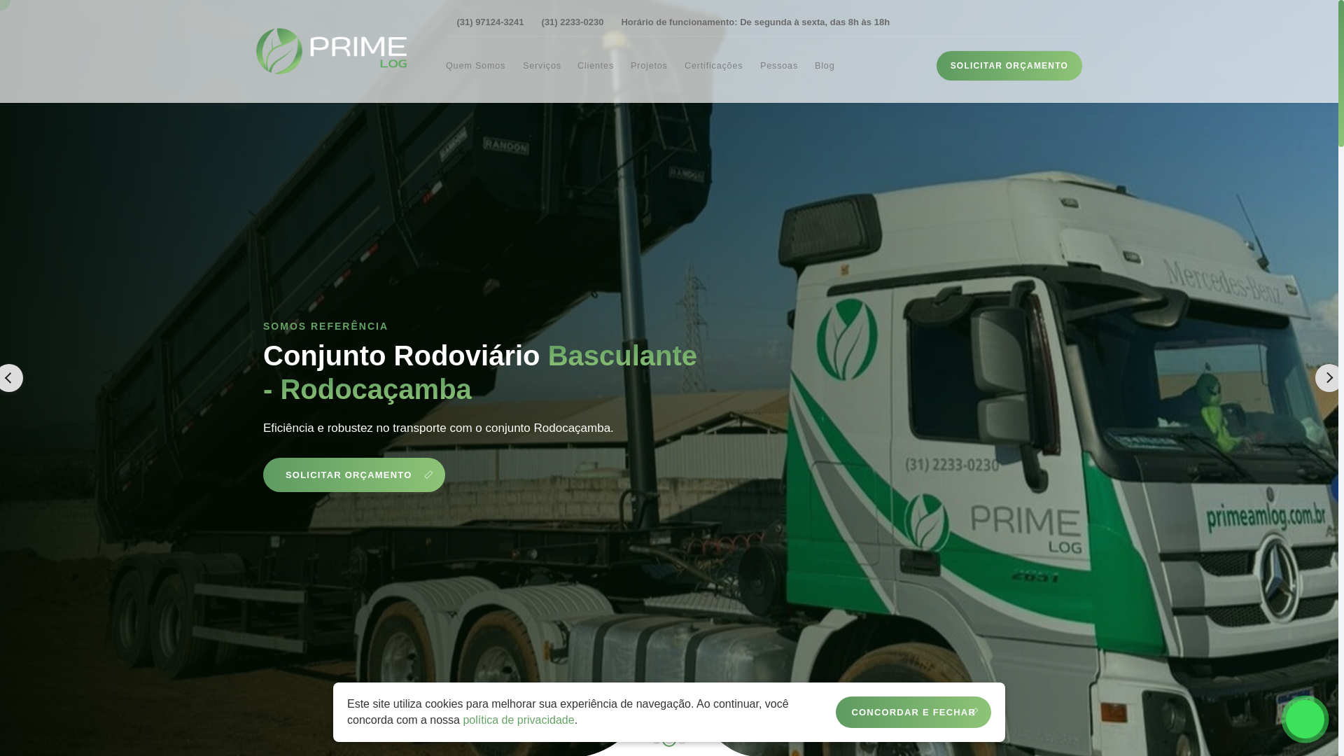 website screenshot of https://primeamlog.com.br/