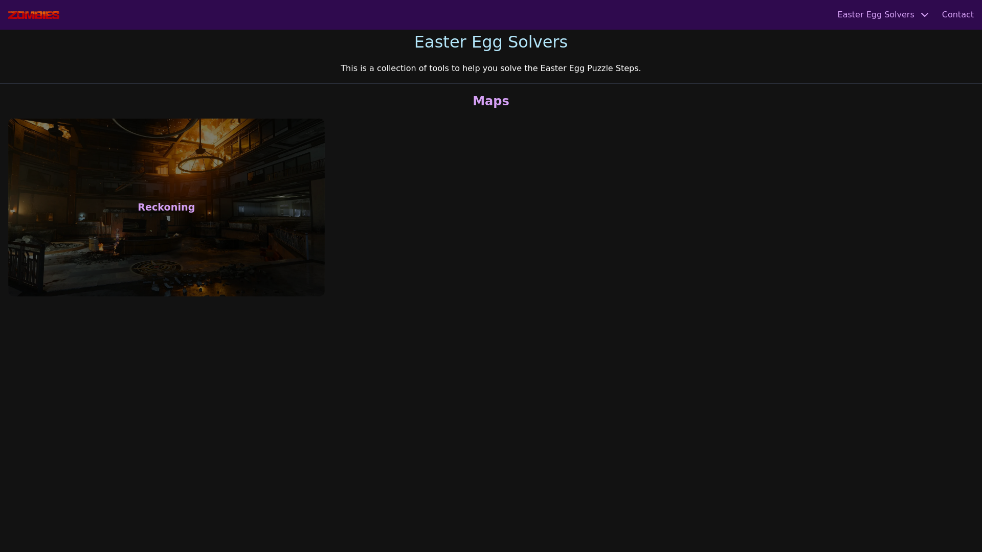 website screenshot of https://codzombiessolver.com/