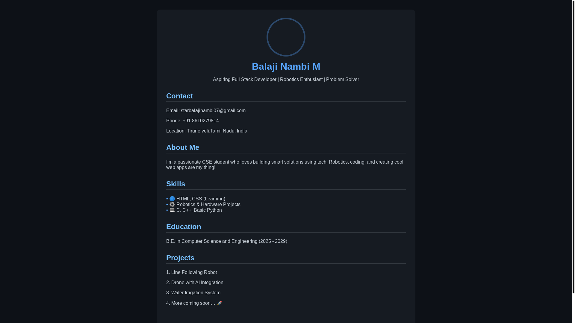 website screenshot of https://balajinambi.site/