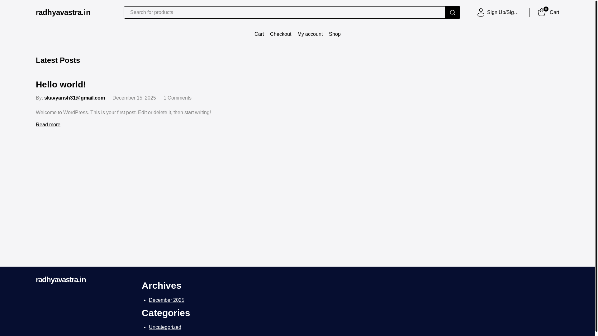 website screenshot of https://radhyavastra.in/