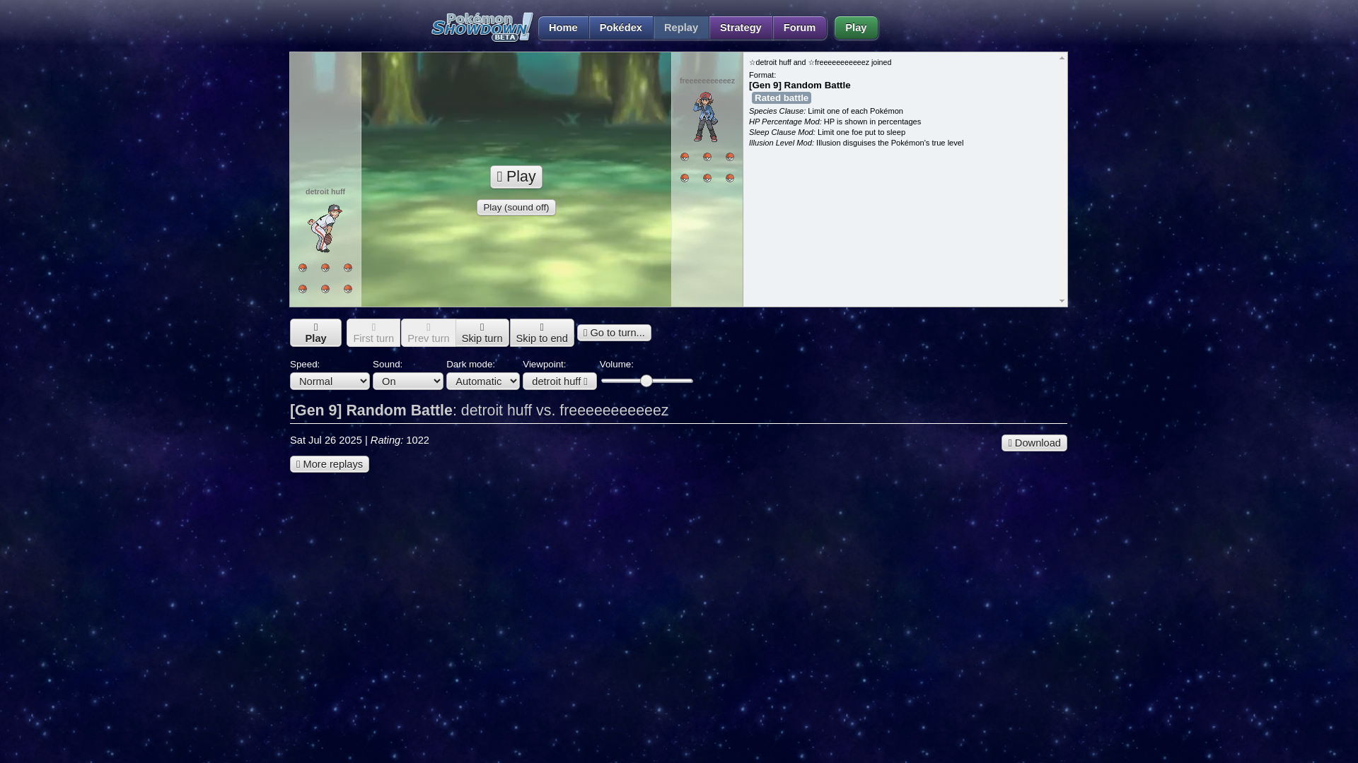website screenshot of https://replay.pokemonshowdown.com/gen9randombattle-2409419005