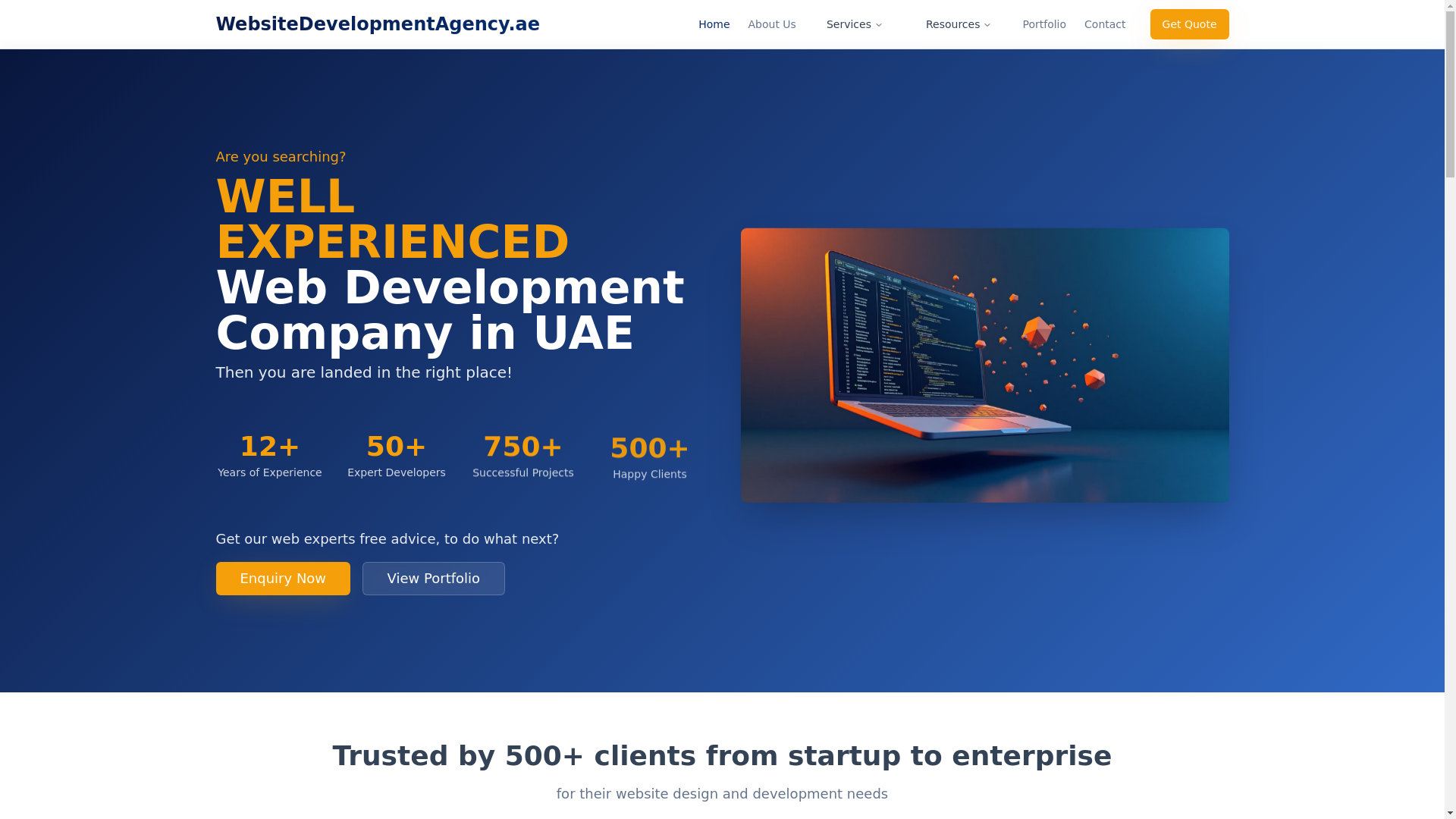website screenshot of https://websitedevelopmentagency.ae/