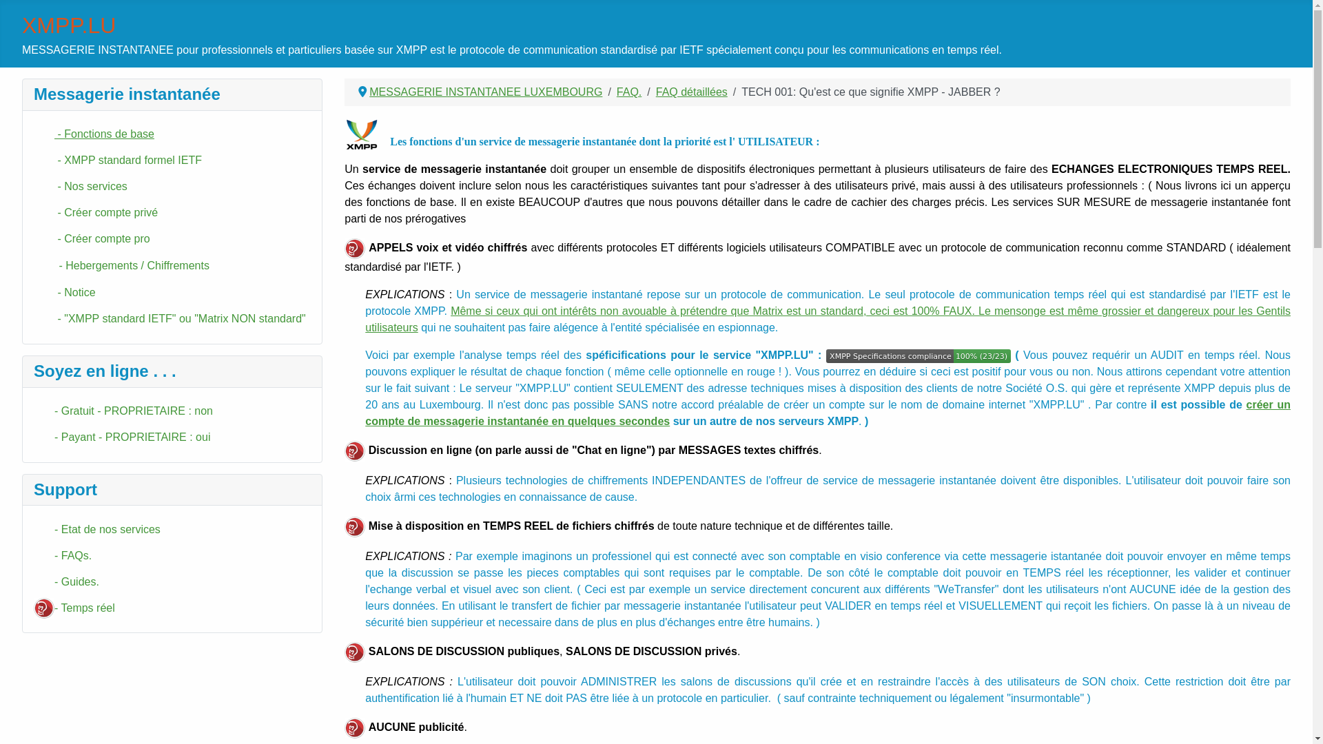 website screenshot of https://www.xmpp.lu/
