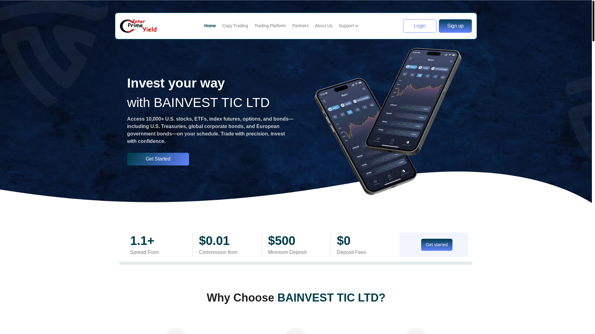 website screenshot of https://bainvesttic.pro/