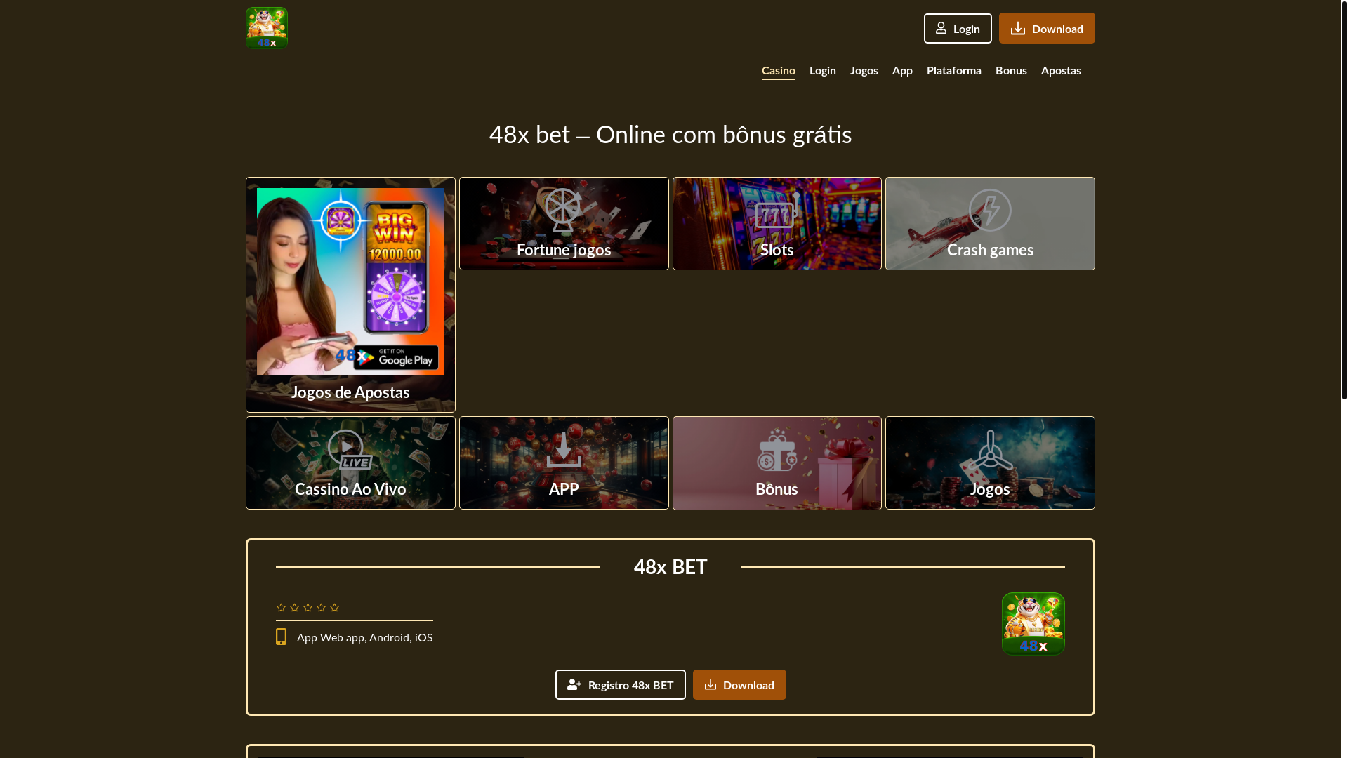 website screenshot of https://48xcasino.com/