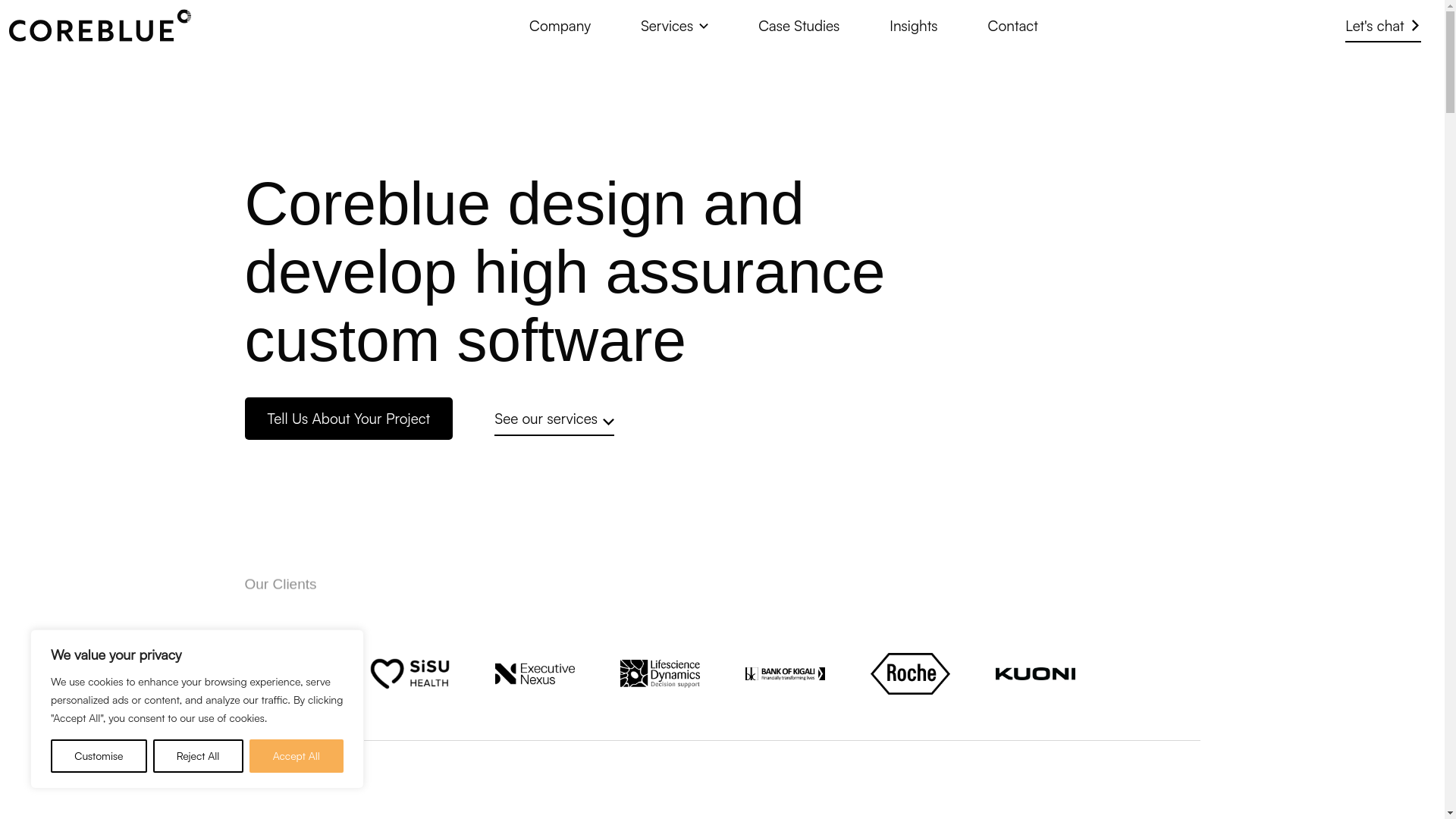 website screenshot of https://corebluenewsletter.com/