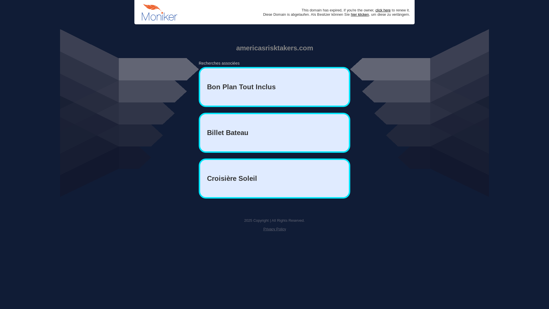 website screenshot of https://americasrisktakers.com/