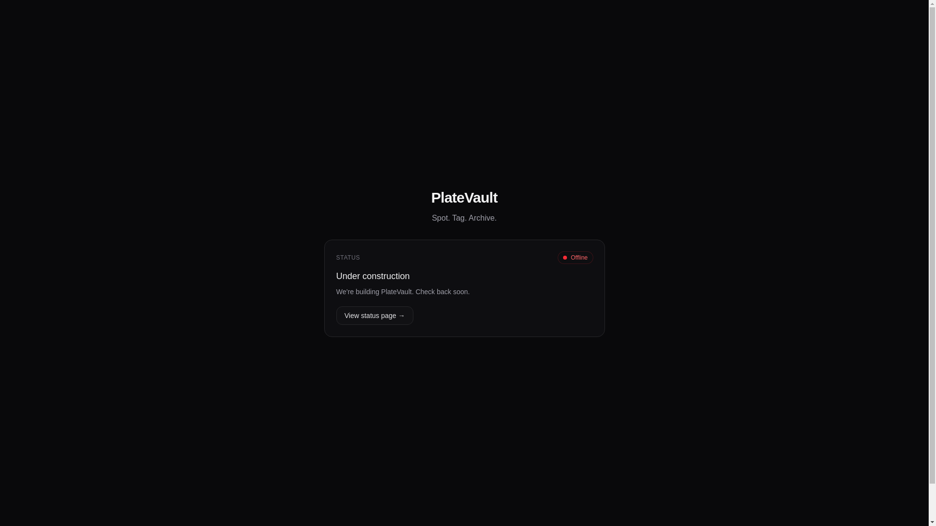 website screenshot of https://platevault.app/