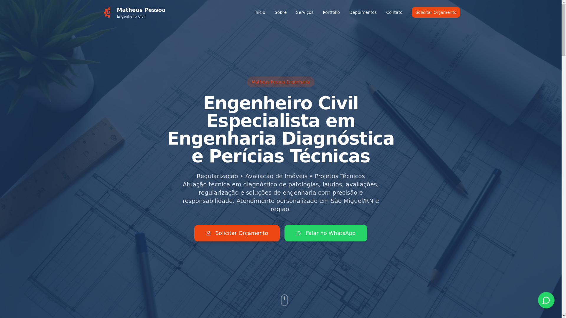 website screenshot of https://engenheiromatheuspessoa.com.br/