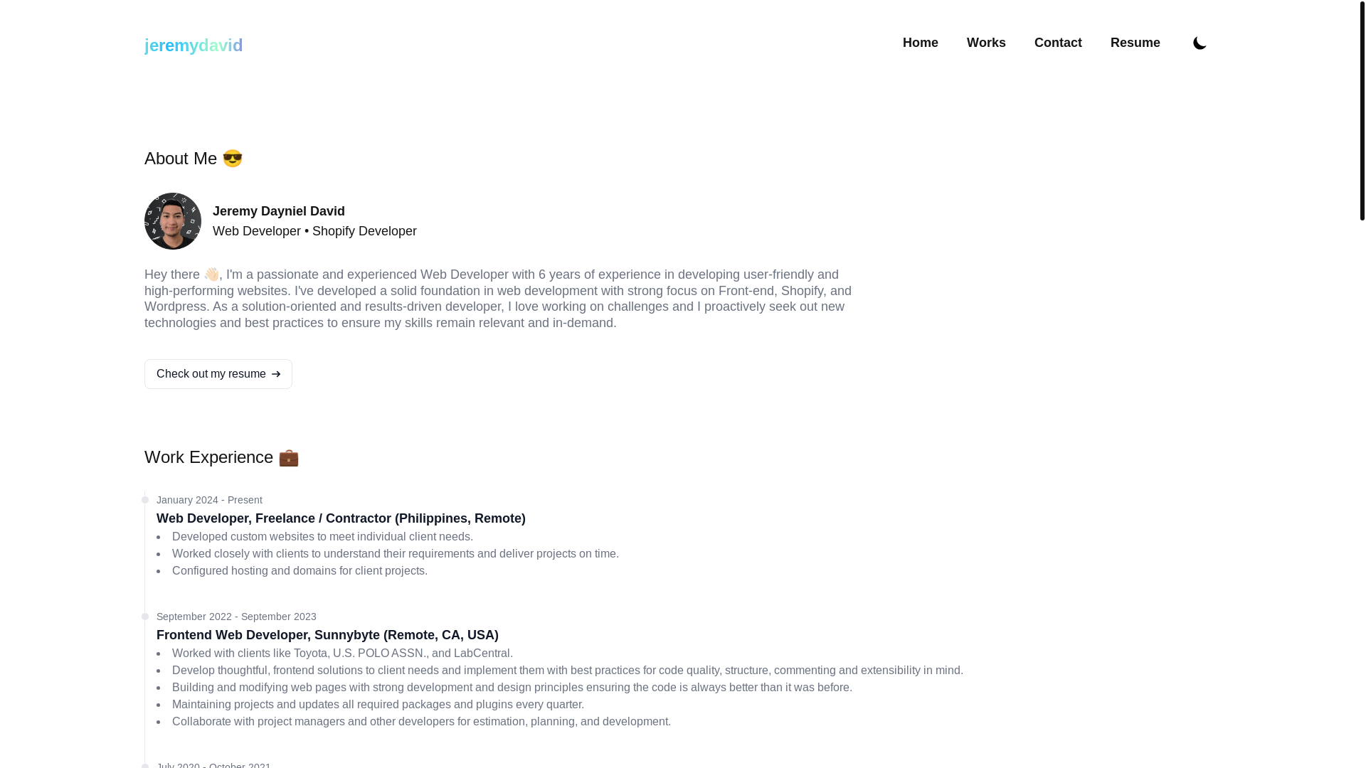 website screenshot of https://jeremydavidv2.pages.dev/