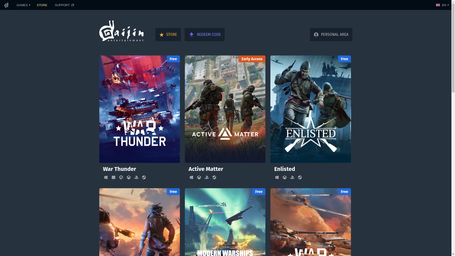 website screenshot of https://gaijin.net/