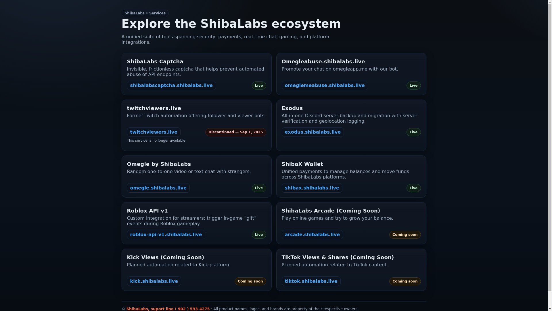 website screenshot of https://shibalabs.live/
