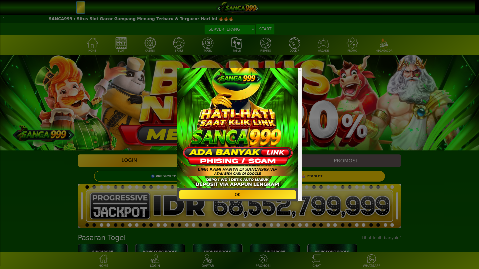 website screenshot of https://sanca999terbaik.site/