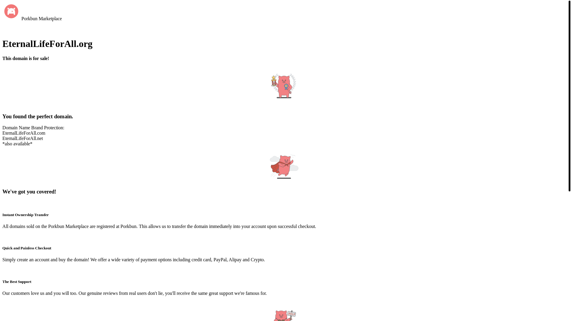website screenshot of https://eternallifeforall.org/