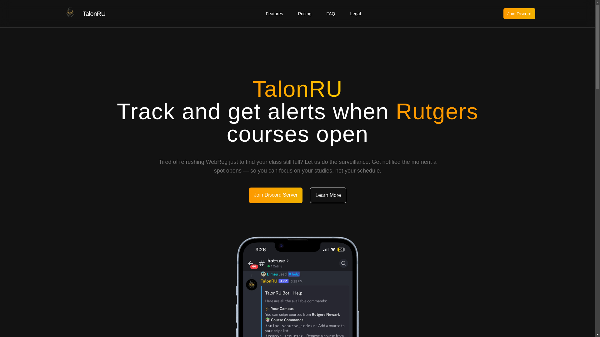 website screenshot of https://talonru.me/