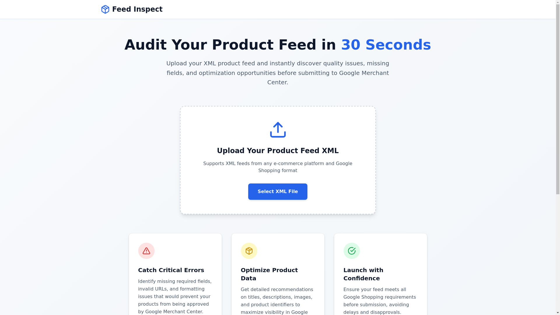 website screenshot of https://feedinspect.com/