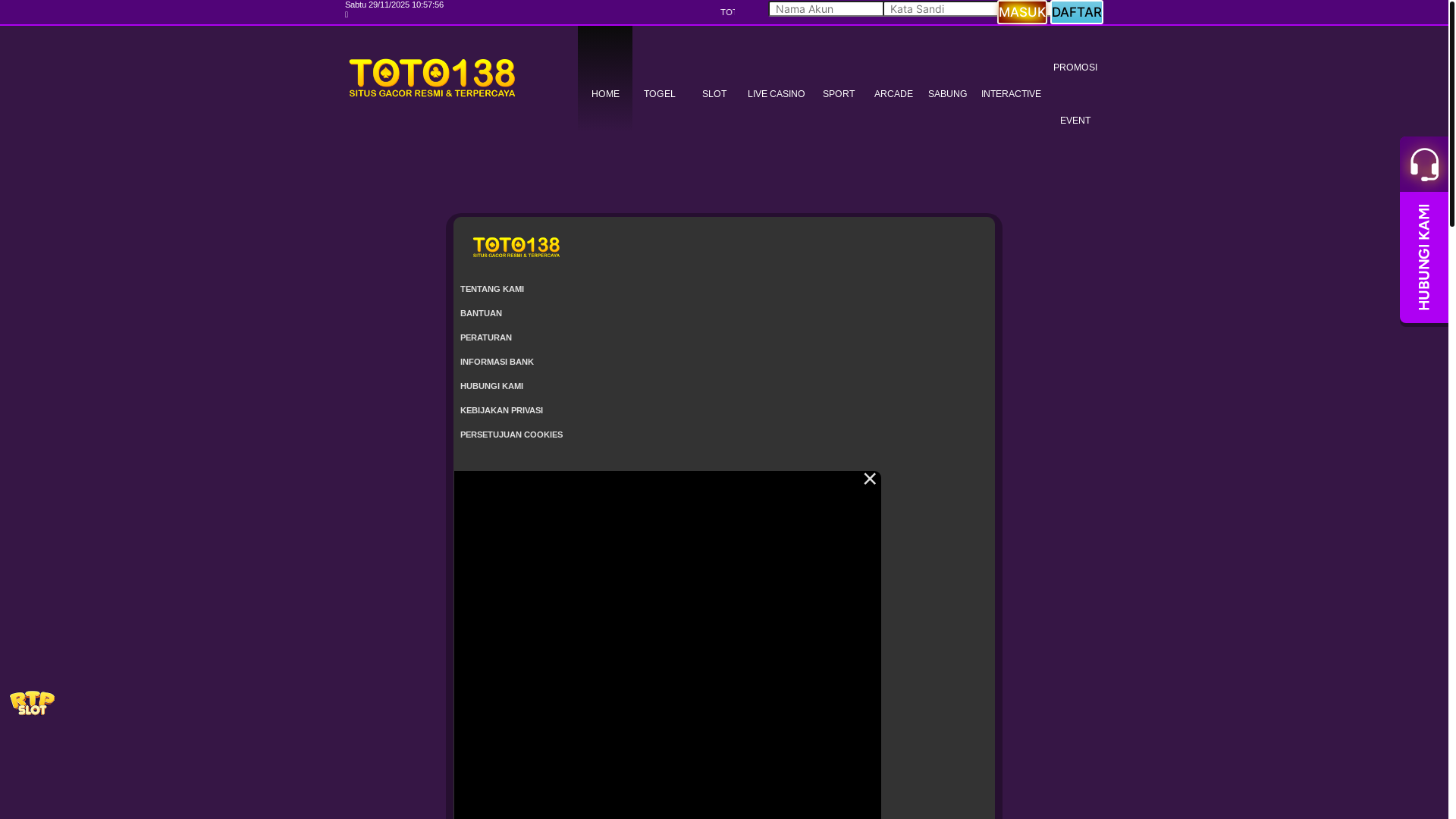 website screenshot of https://toto138-slot.vip/