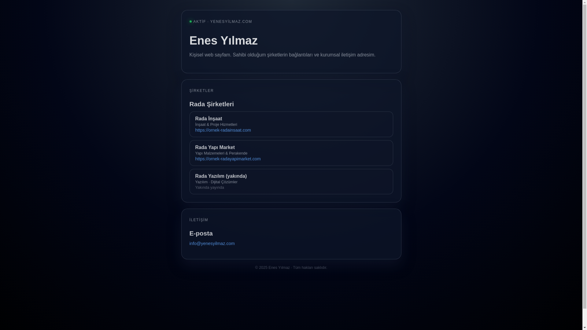 website screenshot of https://yenesyilmaz.pages.dev/