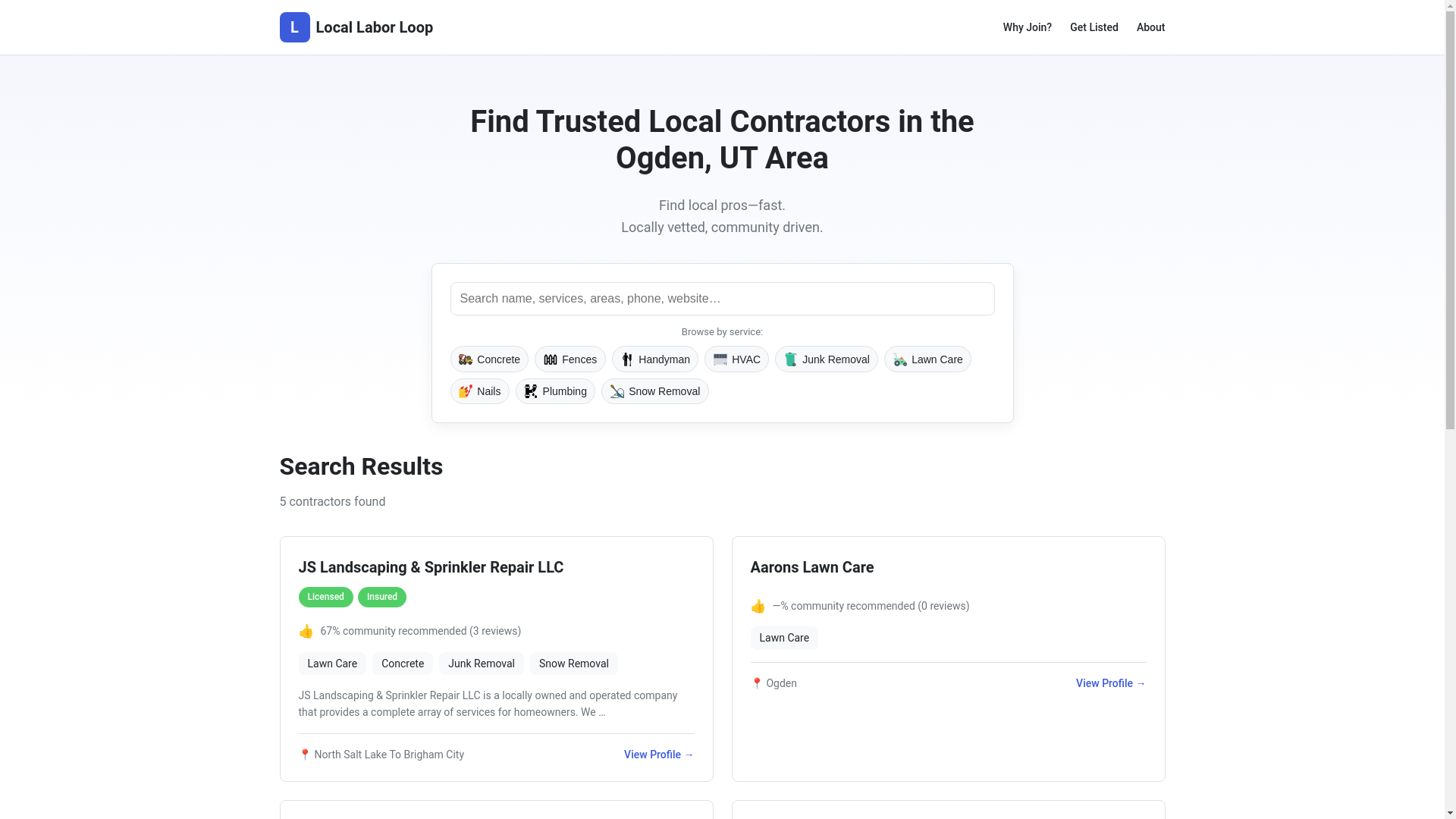 website screenshot of https://local-labor-loop.pages.dev/