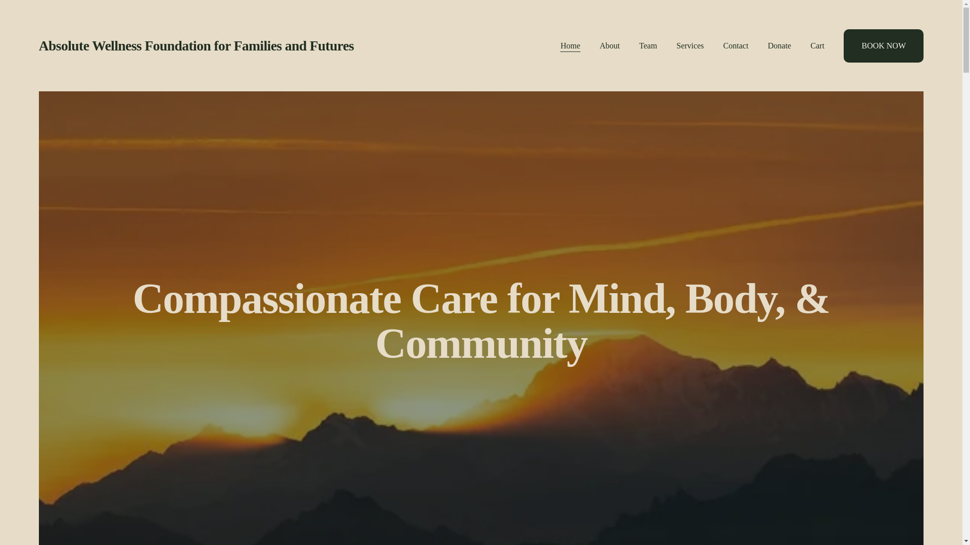 website screenshot of https://absolutewellnessfoundationforfamiliesandfutures.com/