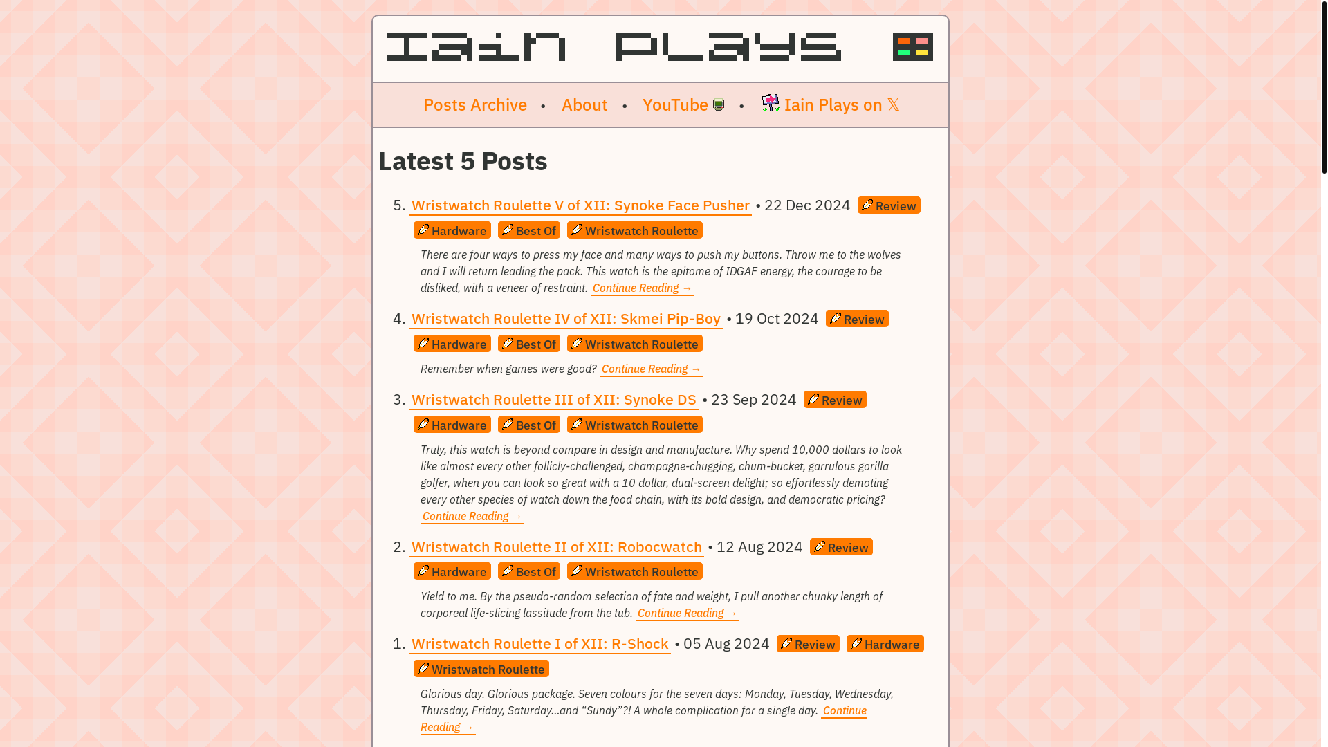 website screenshot of https://iainplays.com/