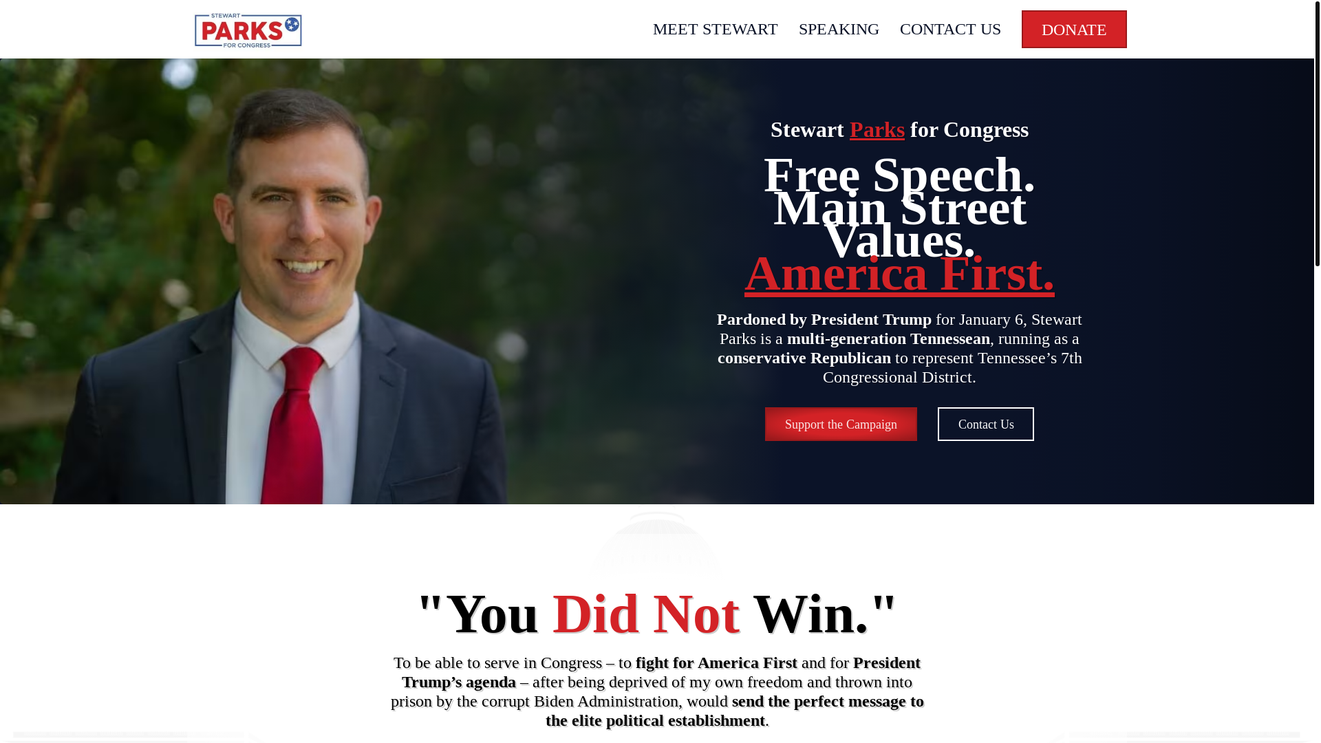website screenshot of https://parksforcongress.com/