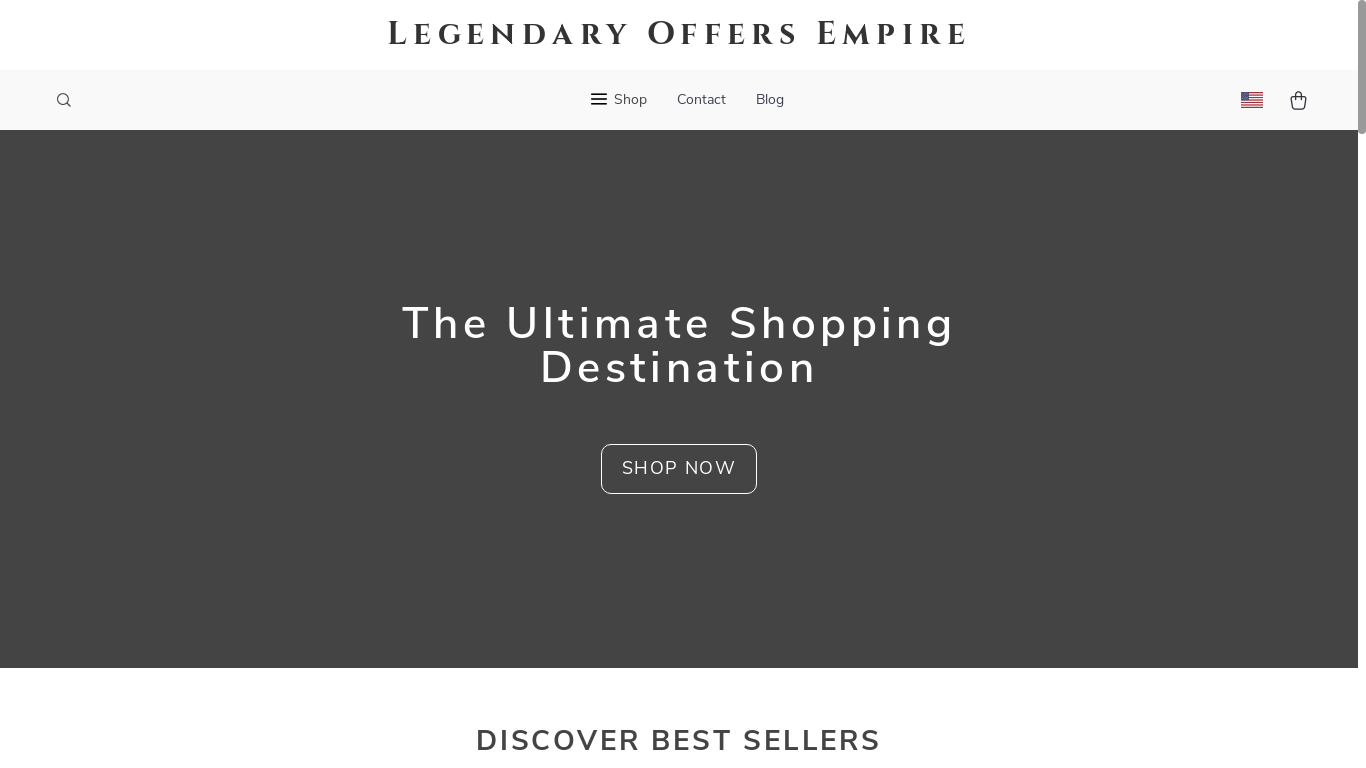 website screenshot of https://legendaryoffersempire.shop/