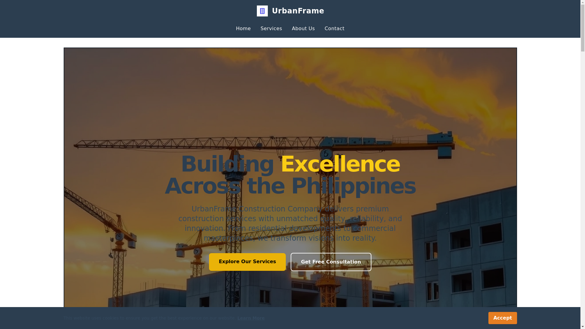 website screenshot of https://urbanframe.company/