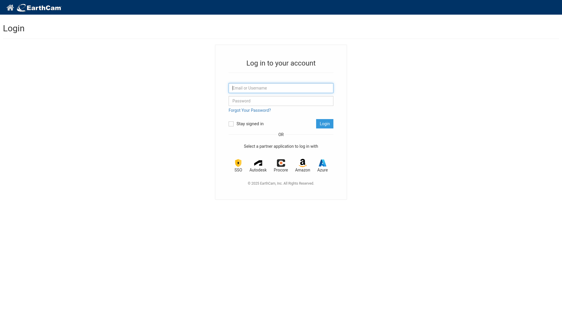 website screenshot of https://cc8.earthcam.net/login
