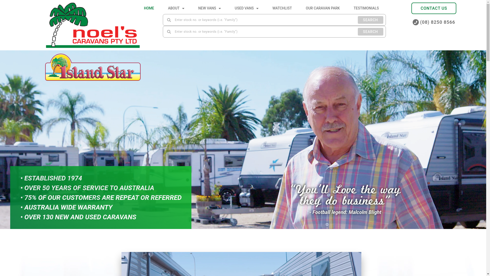 website screenshot of https://usedcaravansforsalesa.com.au/