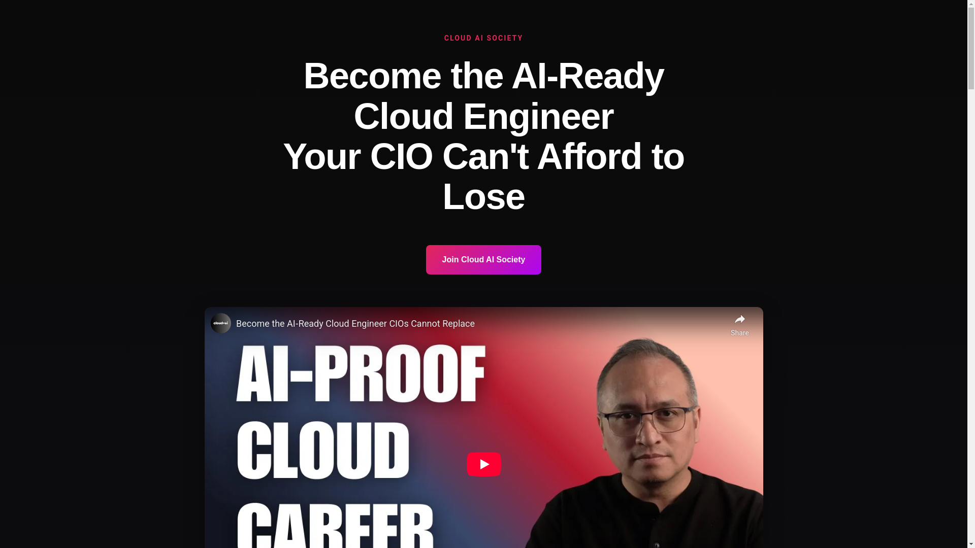 website screenshot of https://cloudaisociety.com/