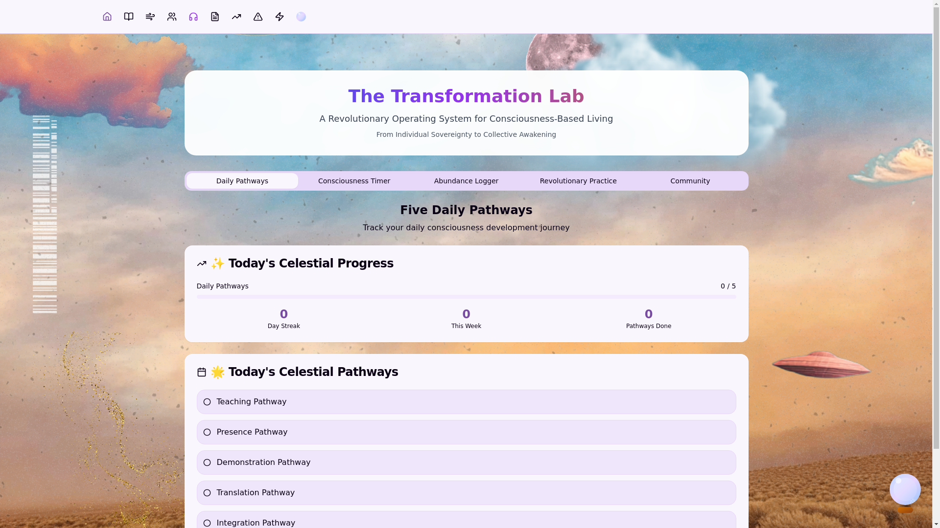 website screenshot of https://transformationlab.network/