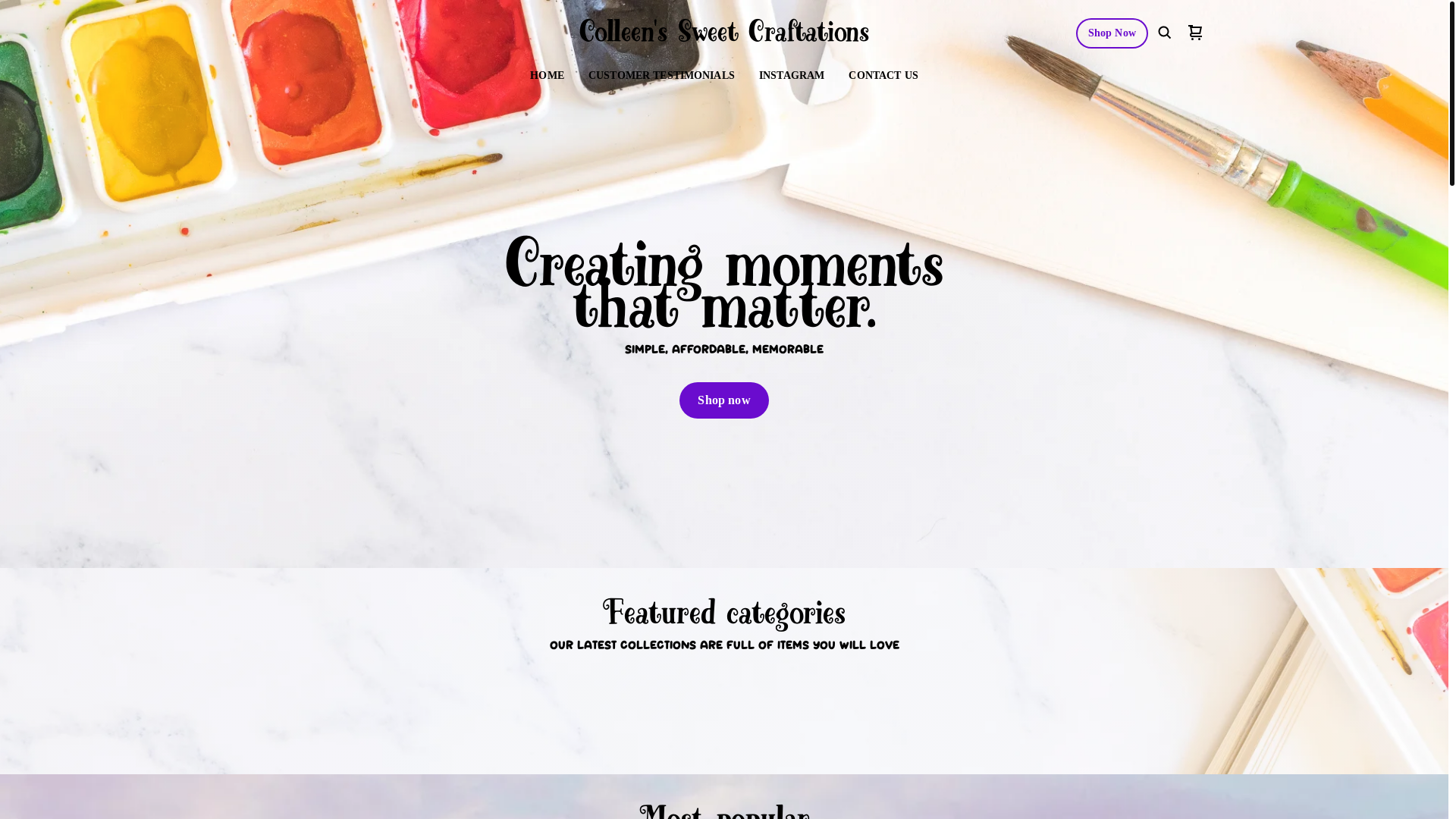 website screenshot of https://colleenssweetcraftations.com/