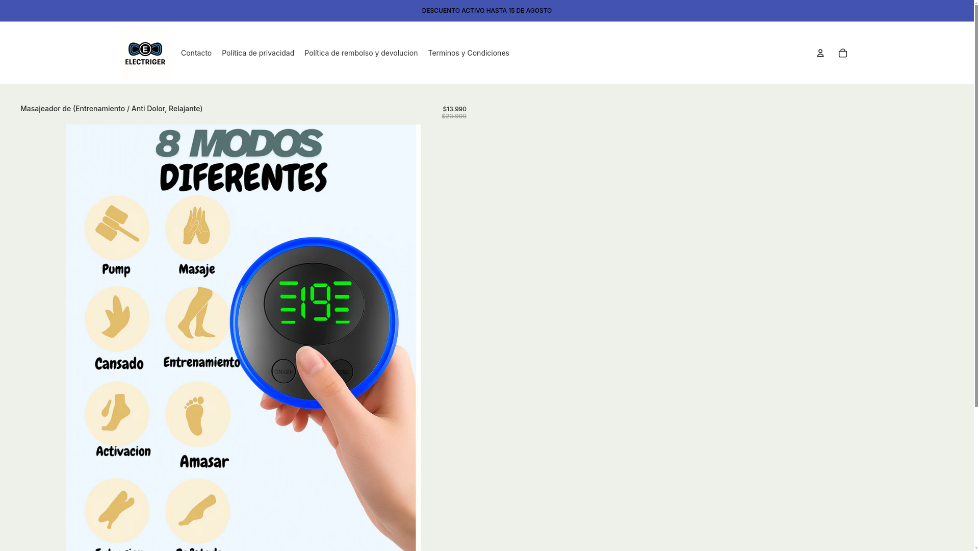 website screenshot of https://electriger.shop/