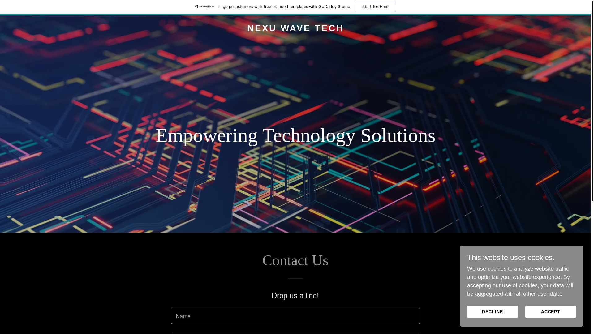 website screenshot of https://nexuwavetech.com/