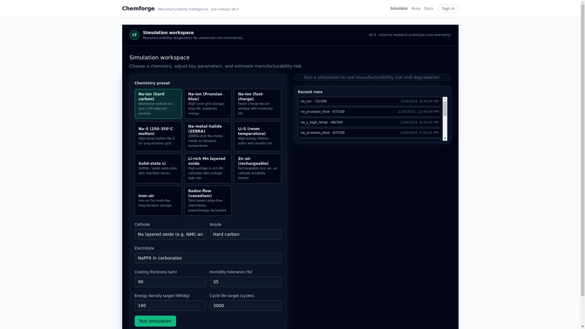 website screenshot of https://chemforge.io/