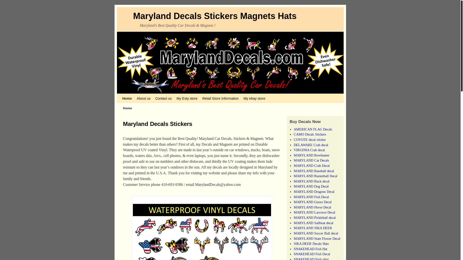 website screenshot of https://marylanddecals.com/