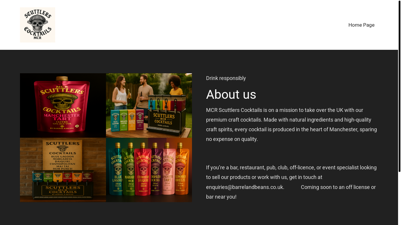 website screenshot of https://scuttlerscocktails.co.uk/