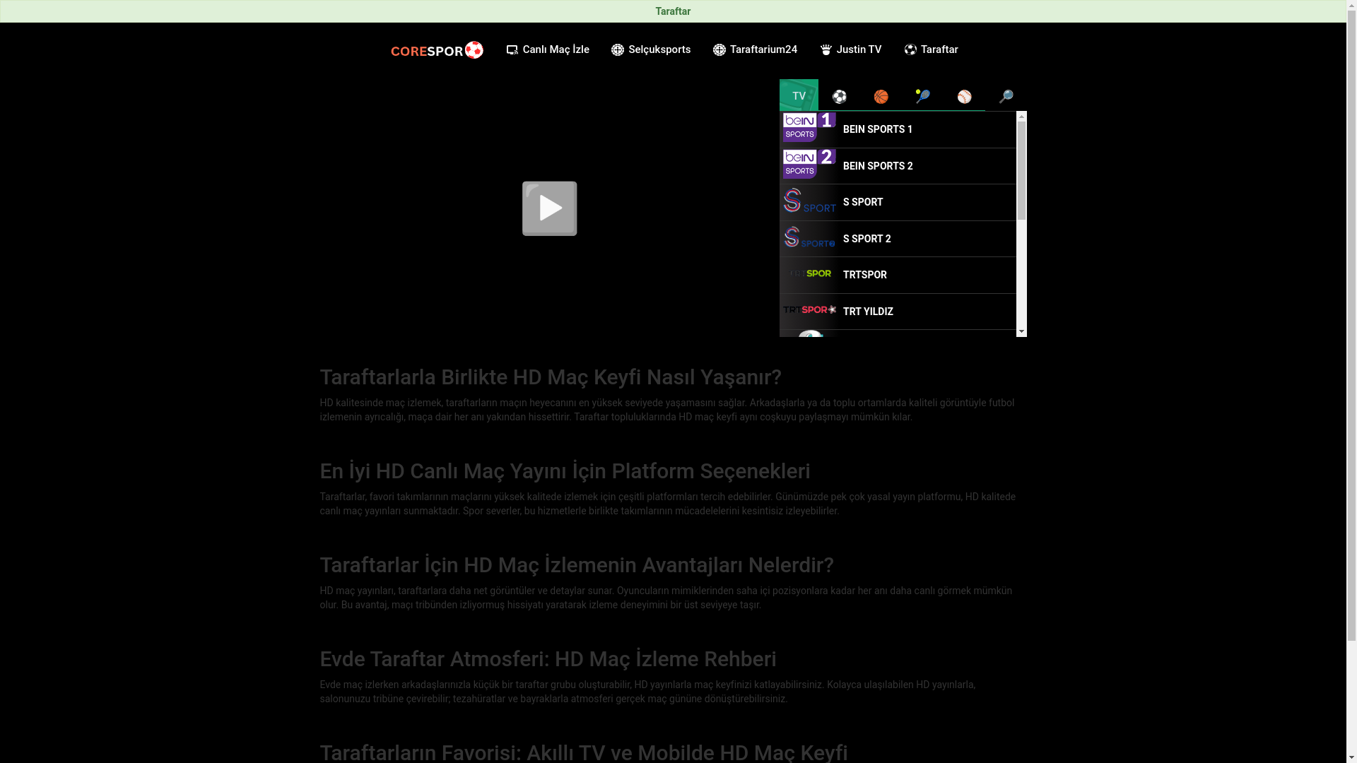website screenshot of https://taraftarhd14.top/