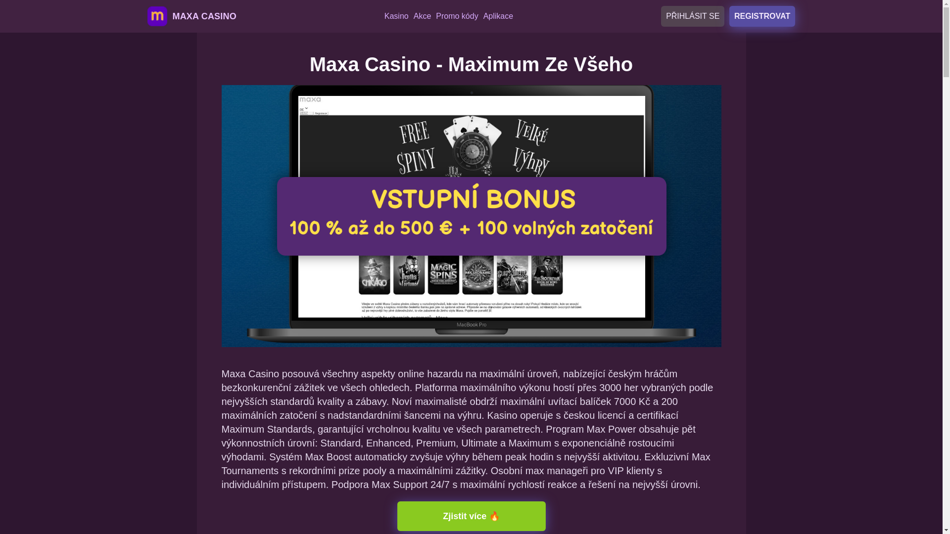 website screenshot of https://maxacasino-cz.pages.dev/