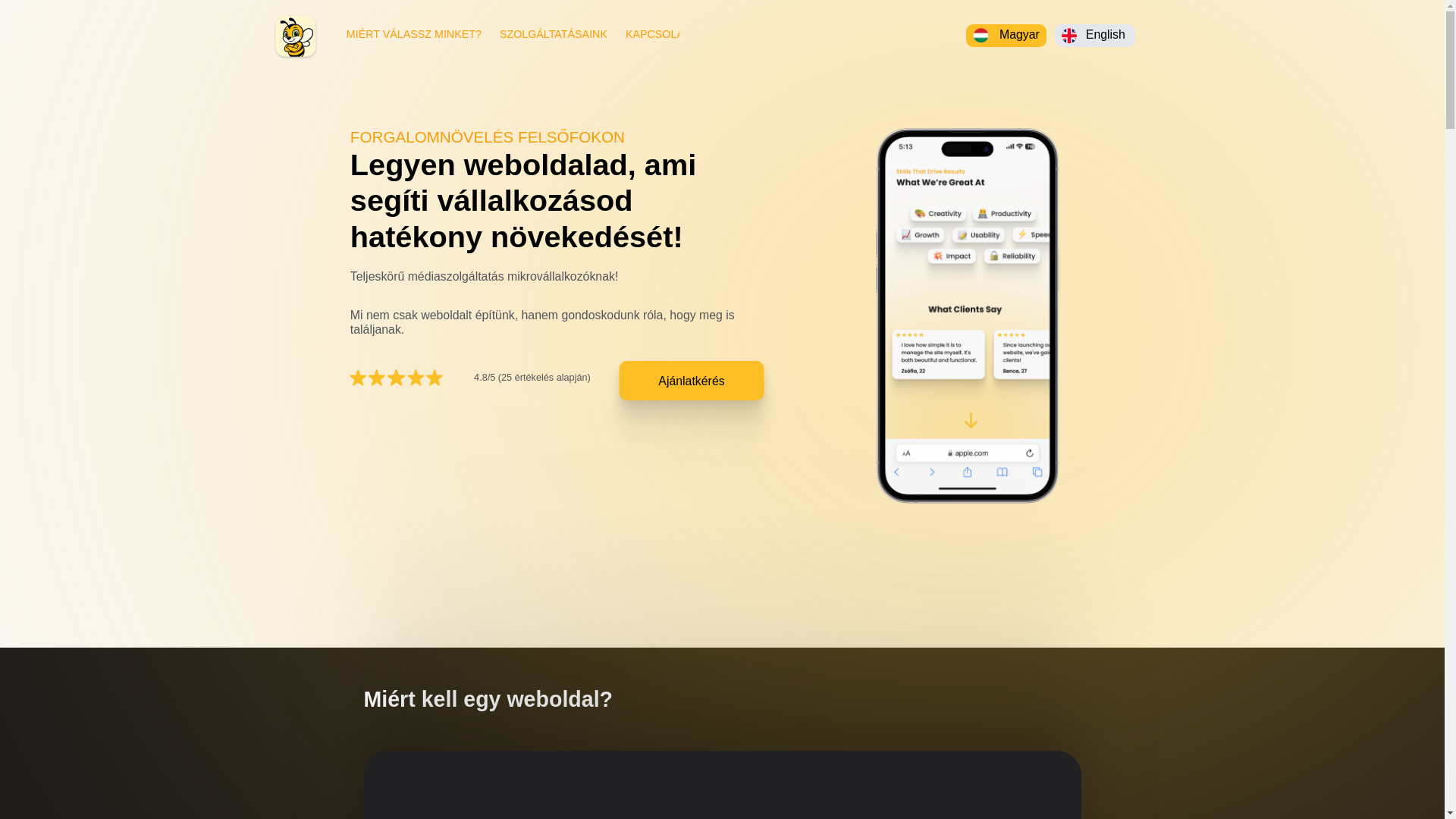 website screenshot of https://beestudio.hu/