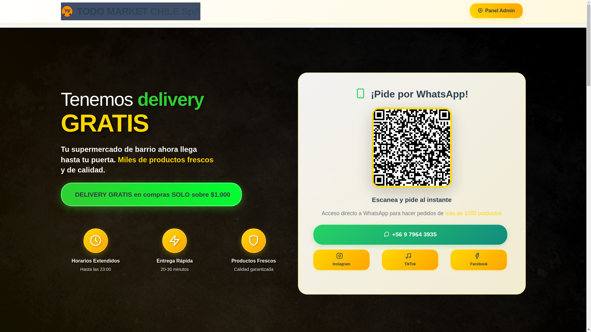 website screenshot of https://todomarketchileapp.cl/