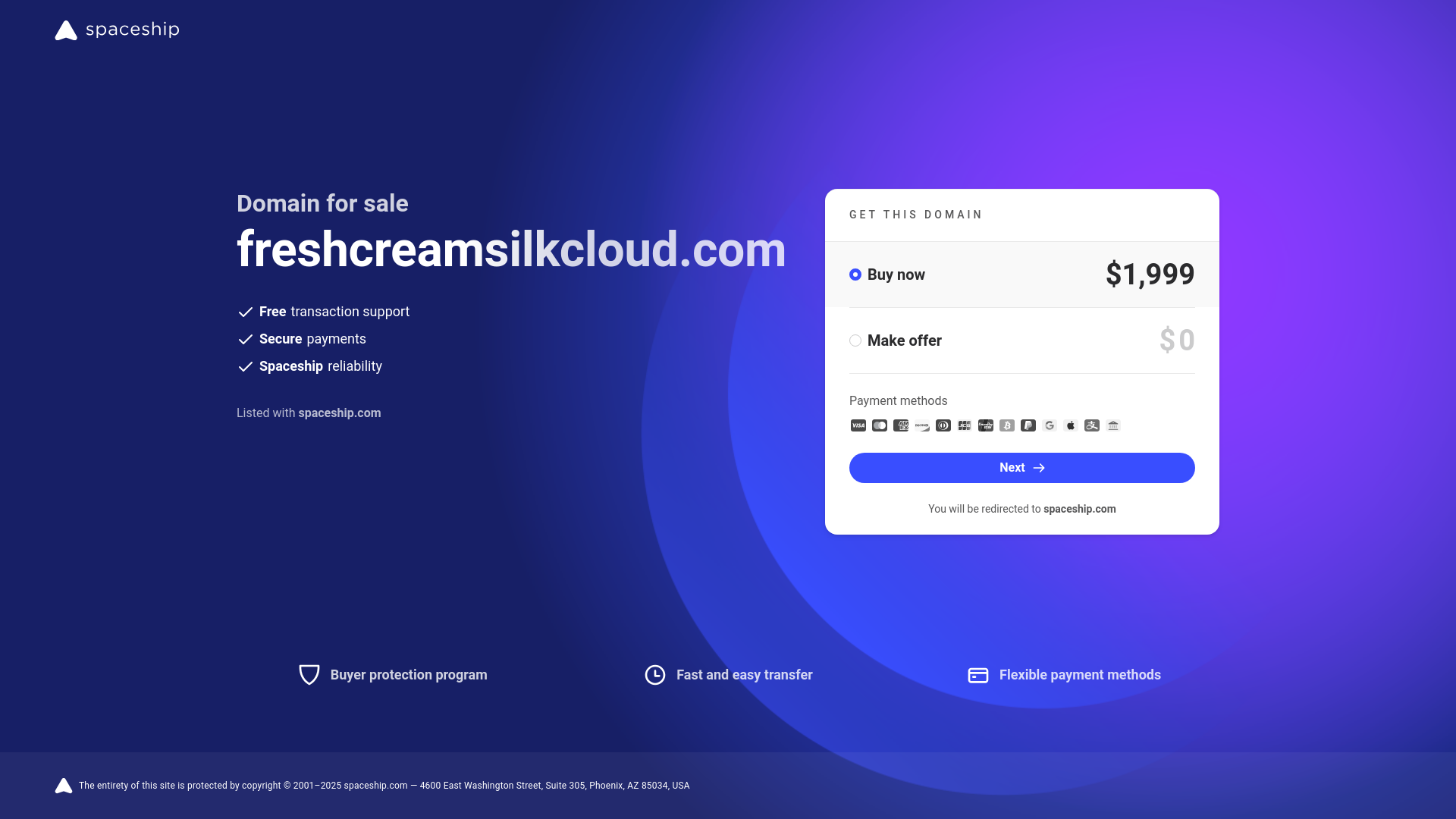 website screenshot of https://freshcreamsilkcloud.com/