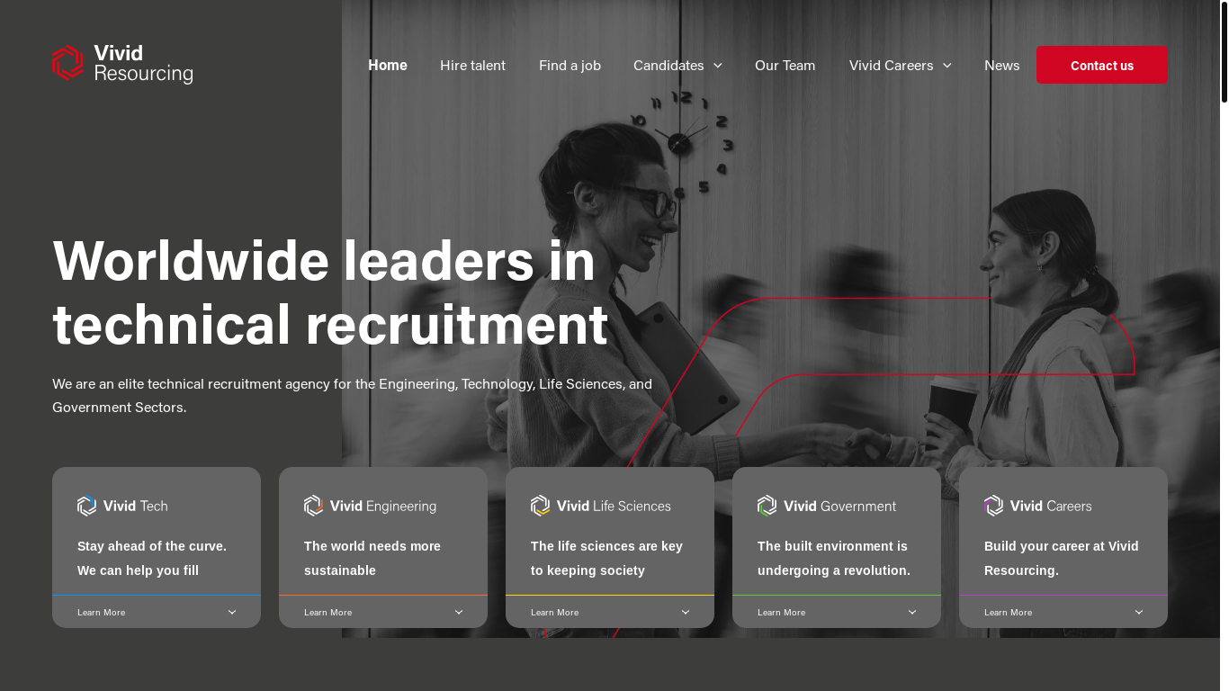 website screenshot of https://vividresourcing.com/