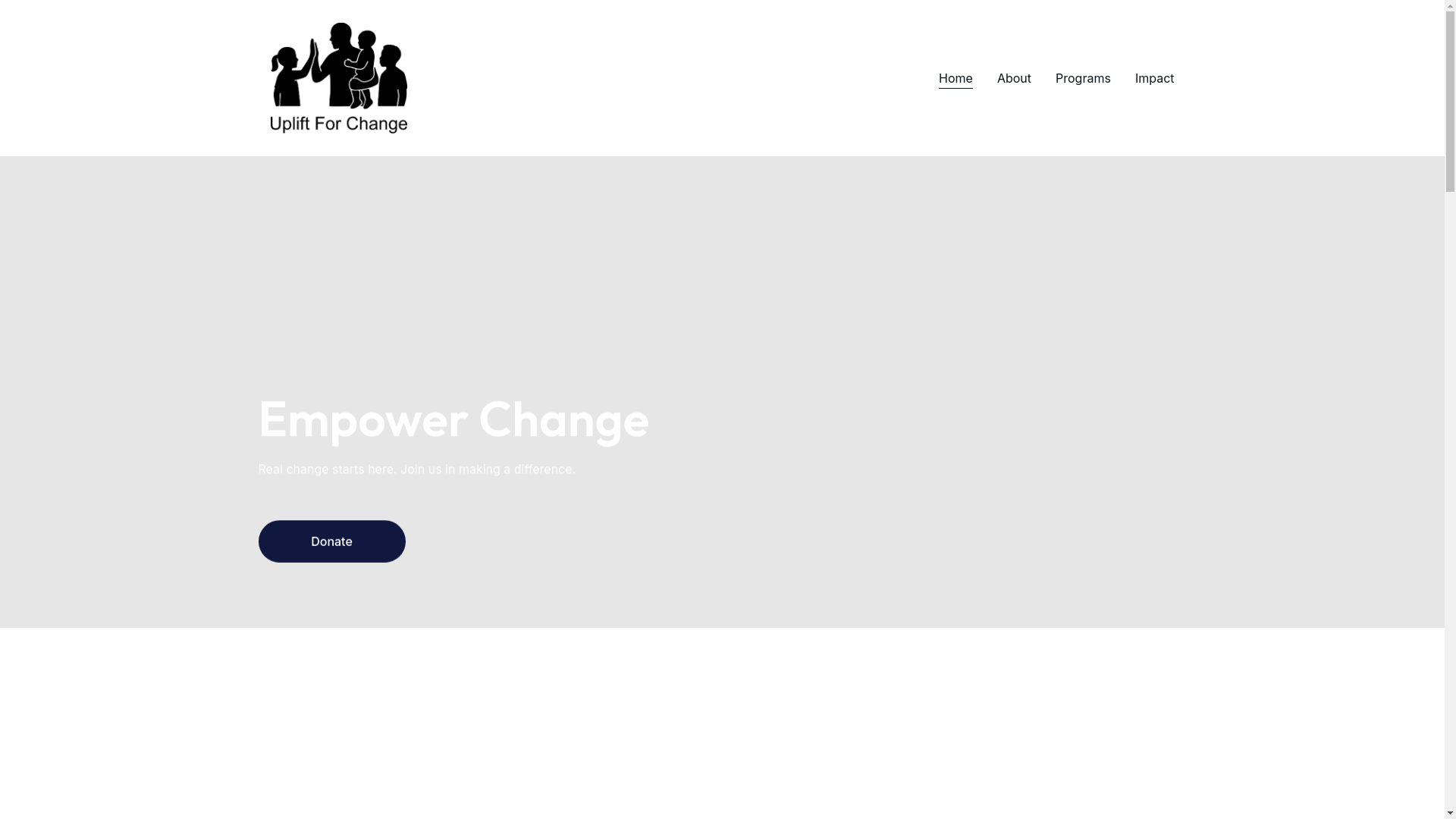 website screenshot of https://upliftforchange.org/