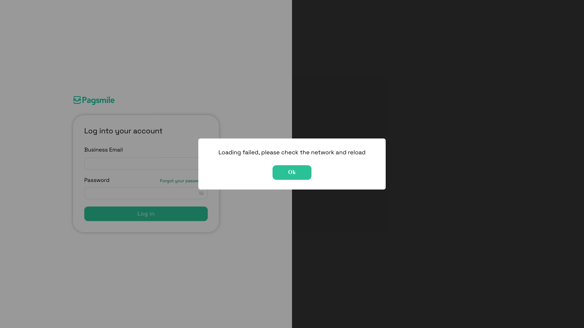 website screenshot of https://dashboard-pagsmile-com.pages.dev/