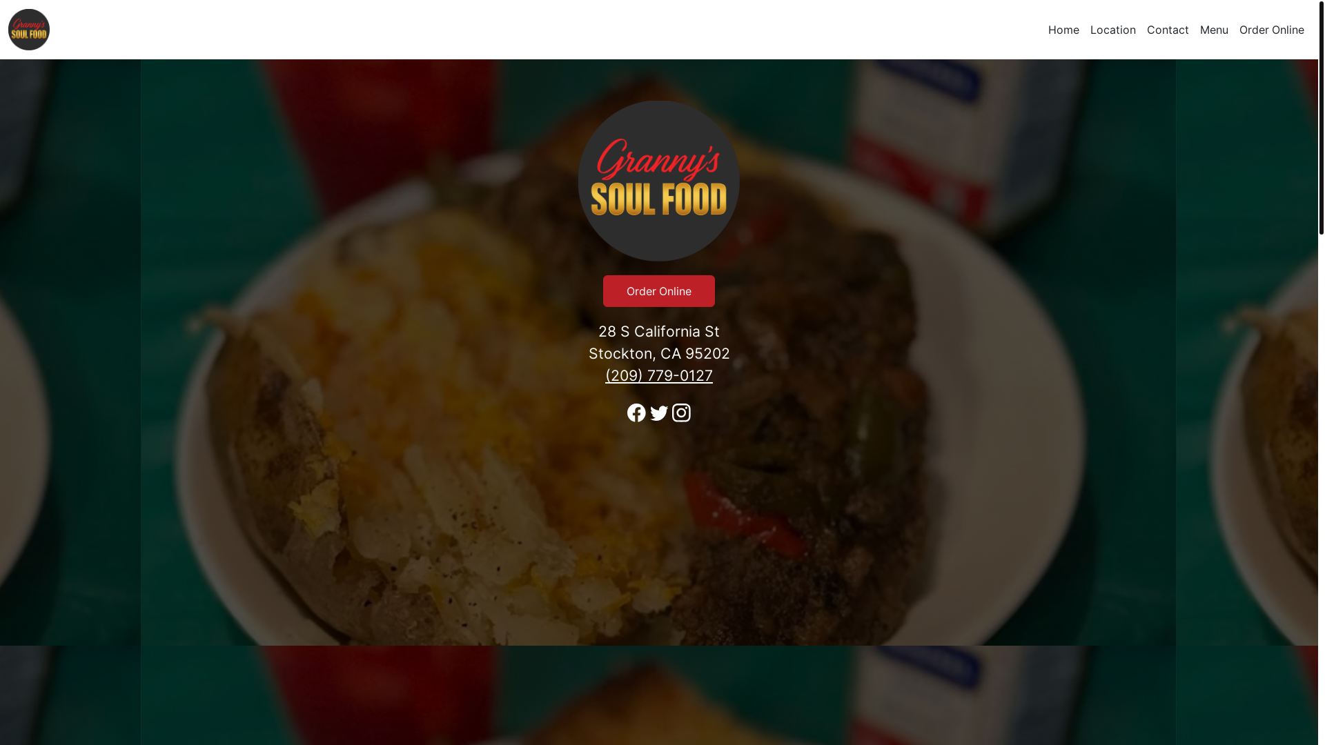 website screenshot of https://grannyssoulfoodca.com/