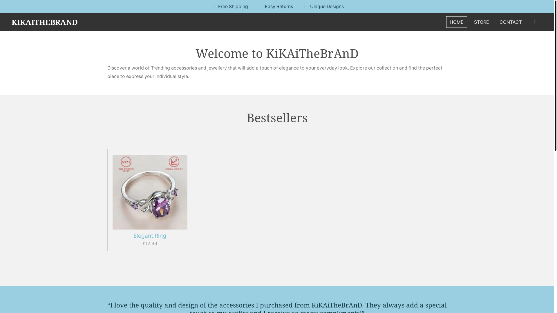 website screenshot of https://kikaithebrand.co.uk/