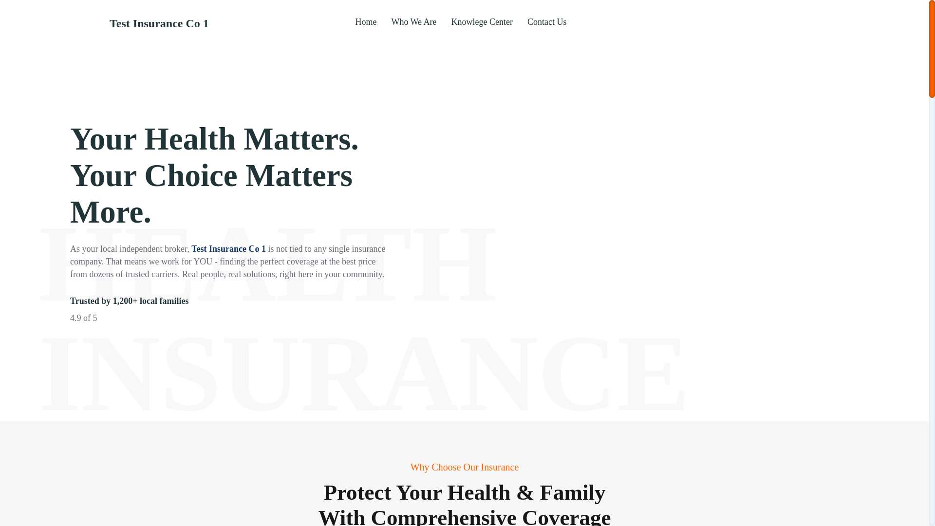 website screenshot of https://testinsuranceco1.pages.dev/