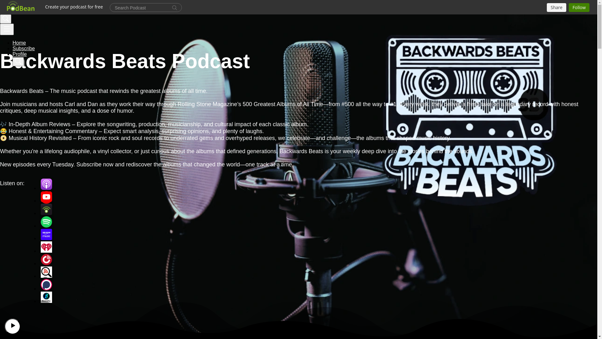 website screenshot of https://backwardsbeatspodcast.com/